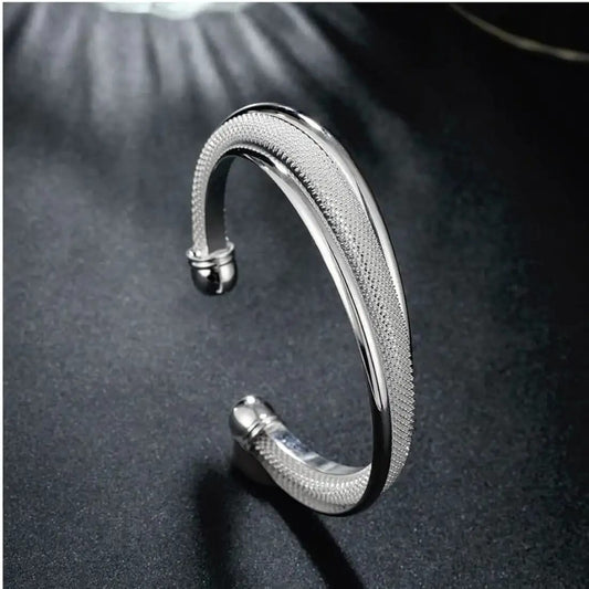 "Sleek Mesh Textured Cuff Bracelet"